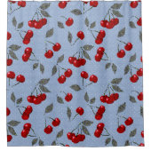 Rideaux De Douche Cartoon mignon rouge cerise baies vert feuille ble (Devant)