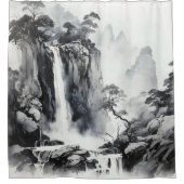 Rideaux De Douche Cascade à l'encre noire (Devant)