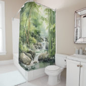 Rideaux De Douche Cascade de la forêt de Bamboo (En situation)