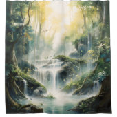 Rideaux De Douche Cascade de la forêt mystique aquarelle (Devant)