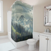 Rideaux De Douche Cascade nord : Majestic Mountain Peak. (En situation)