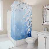 Rideaux De Douche Cascade style japonais en fleurs de cerisier (En situation)