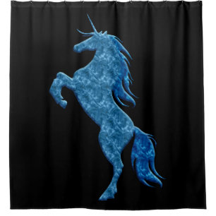 Rideaux De Douche Casque de douche Unicorn Blue Fire Rearing