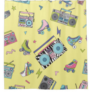 Rideaux De Douche cassette vintage, roulettes : rétro
