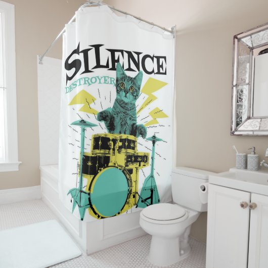 Rideaux De Douche Cat Destroyer de Blanket (En situation)