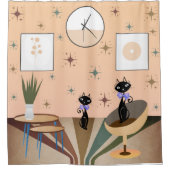 Rideaux De Douche Cat du milieu du siècle moderne (Devant)