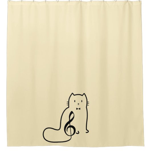 RIDEAUX DE DOUCHE CAT ET MUSIQUE NOTE (Devant)