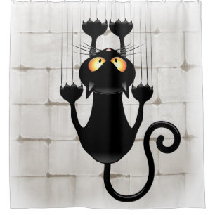 Rideaux De Douche Cat Falling down fun dessin personnage