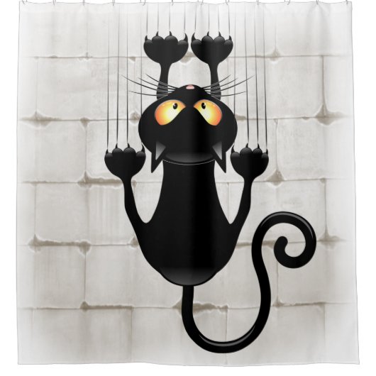 Rideaux De Douche Cat Falling down fun dessin personnage (Devant)