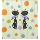 Rideaux De Douche Cat moderne du milieu du siècle (Devant)