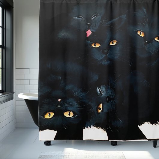 Rideaux De Douche Cat noir