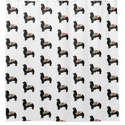Rideaux De Douche Cavalier King Charles Spaniel Bohemian Floral (Devant)