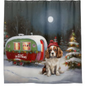 Rideaux De Douche Cavalier King Charles Spaniel Caravane Noël (Devant)