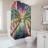 Rideaux De Douche "Célébration de Starry Night Riverwalk : San Anton (En situation)