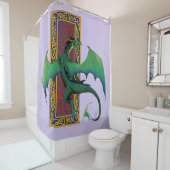 Rideaux De Douche Céleste Pied Travail Dragon Vert Violet (En situation)