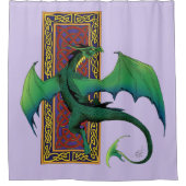 Rideaux De Douche Céleste Pied Travail Dragon Vert Violet (Devant)