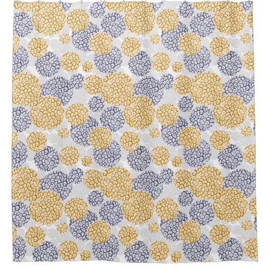 Rideaux De Douche Cercles avec imprimé léopard jaune et bleu (Devant)