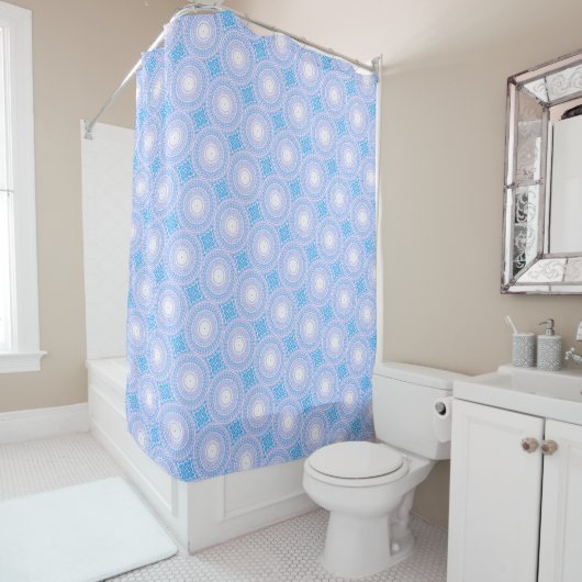 Rideaux De Douche Cercles bleu ciel motif (En situation)