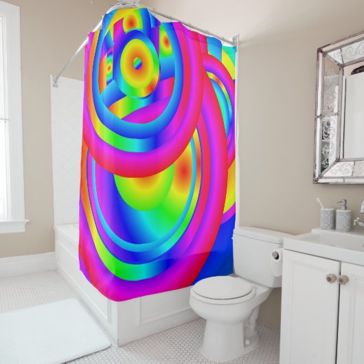 Rideaux De Douche Cercles de couleur (En situation)
