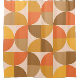Rideaux De Douche Cercles demi orange et marron du milieu du siècle
