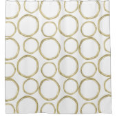 Rideaux De Douche Cercles Dorés Sur Fond Blanc Moderne (Devant)