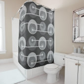 Rideaux De Douche Cercles du milieu du siècle gris foncé (En situation)