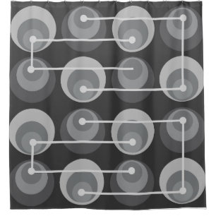 Rideaux De Douche Cercles du milieu du siècle gris foncé
