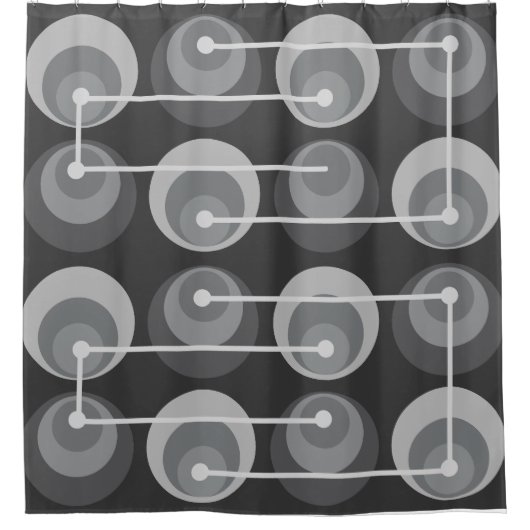 Rideaux De Douche Cercles du milieu du siècle gris foncé (Devant)
