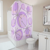 Rideaux De Douche Cercles du milieu du siècle Starburts Lavender (En situation)