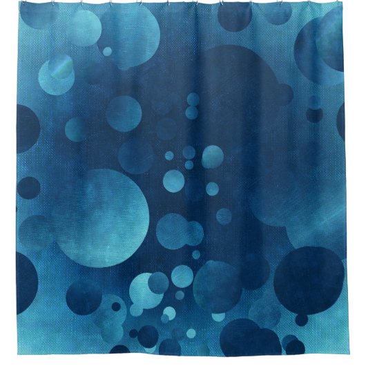 Rideaux De Douche Cercles géométriques bleus Grunge (Devant)