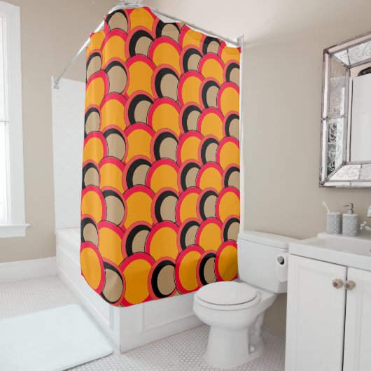 Rideaux De Douche Cercles mods orange (En situation)