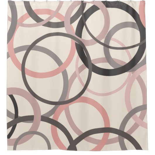 Rideaux De Douche Cercles rose et gris (Devant)