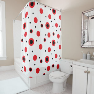 Rideaux De Douche Cercles rouges et noirs motif moderne minimaliste