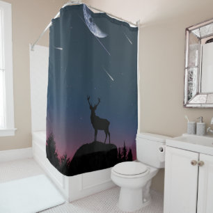 Rideaux De Douche cerf au clair de lune