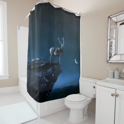 Rideaux De Douche cerf au clair de lune (En situation)