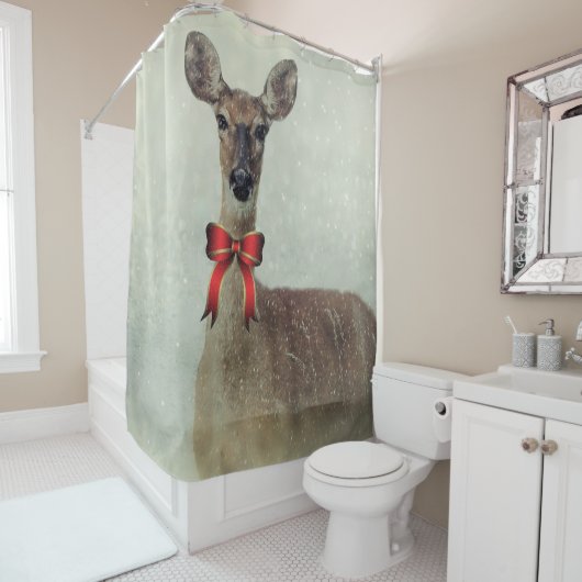 Rideaux De Douche Cerf de Noël (En situation)