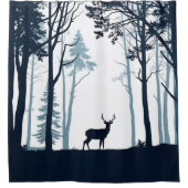 Rideaux De Douche Cerf en silhouette forestière (Devant)