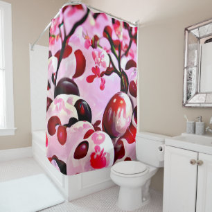 Rideaux De Douche Cerises Abstraites