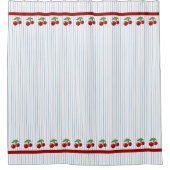 Rideaux De Douche Cerises rouges sur Bleu Motif graphique (Devant)