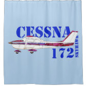 Rideaux De Douche Cessna 172 Skyhawk Illustration Bold Text Design (Devant)