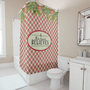 Rideaux De Douche Cette Assemblée Croit - Rouge Et Vert Plaid