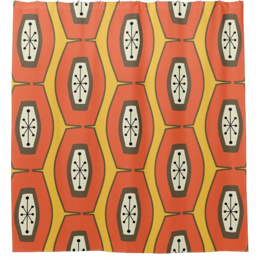 Rideaux De Douche Chaîne Funky du milieu du siècle Orange (Devant)