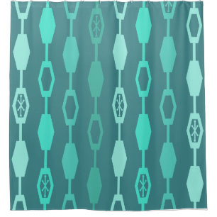 Rideaux De Douche Chaînes modernes du milieu du siècle Turquoise