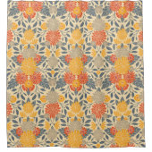 Rideaux De Douche Chaleureux Jaune, Orange & Bleu Floral (Devant)