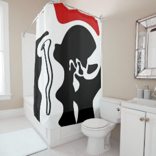 Rideaux De Douche Chambre de décalage : Noir, Blanc et Rouge Abstrai