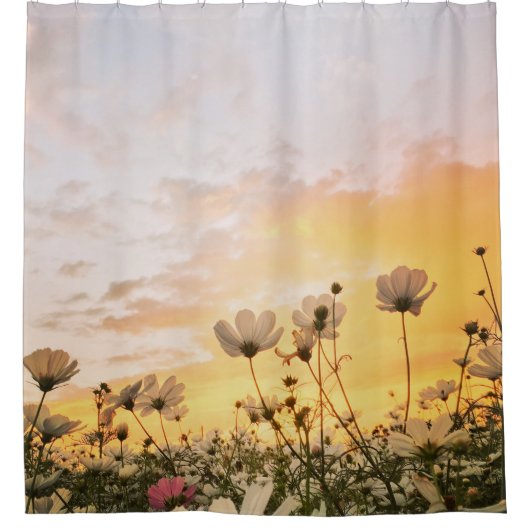 Rideaux De Douche champ avec des fleurs (Devant)