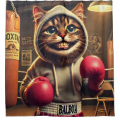 Rideaux De Douche "Champ de boxe ? - Chat avec clous de boxe (Devant)