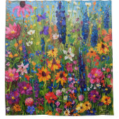 Rideaux De Douche Champ fleur sauvage Peinture acrylique (Devant)