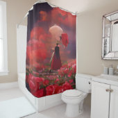 Rideaux De Douche Champ Rose Imaginaire sous le ciel (En situation)