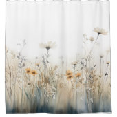 Rideaux De Douche Champ rustique de l'aquarelle Fleur sauvage (Devant)